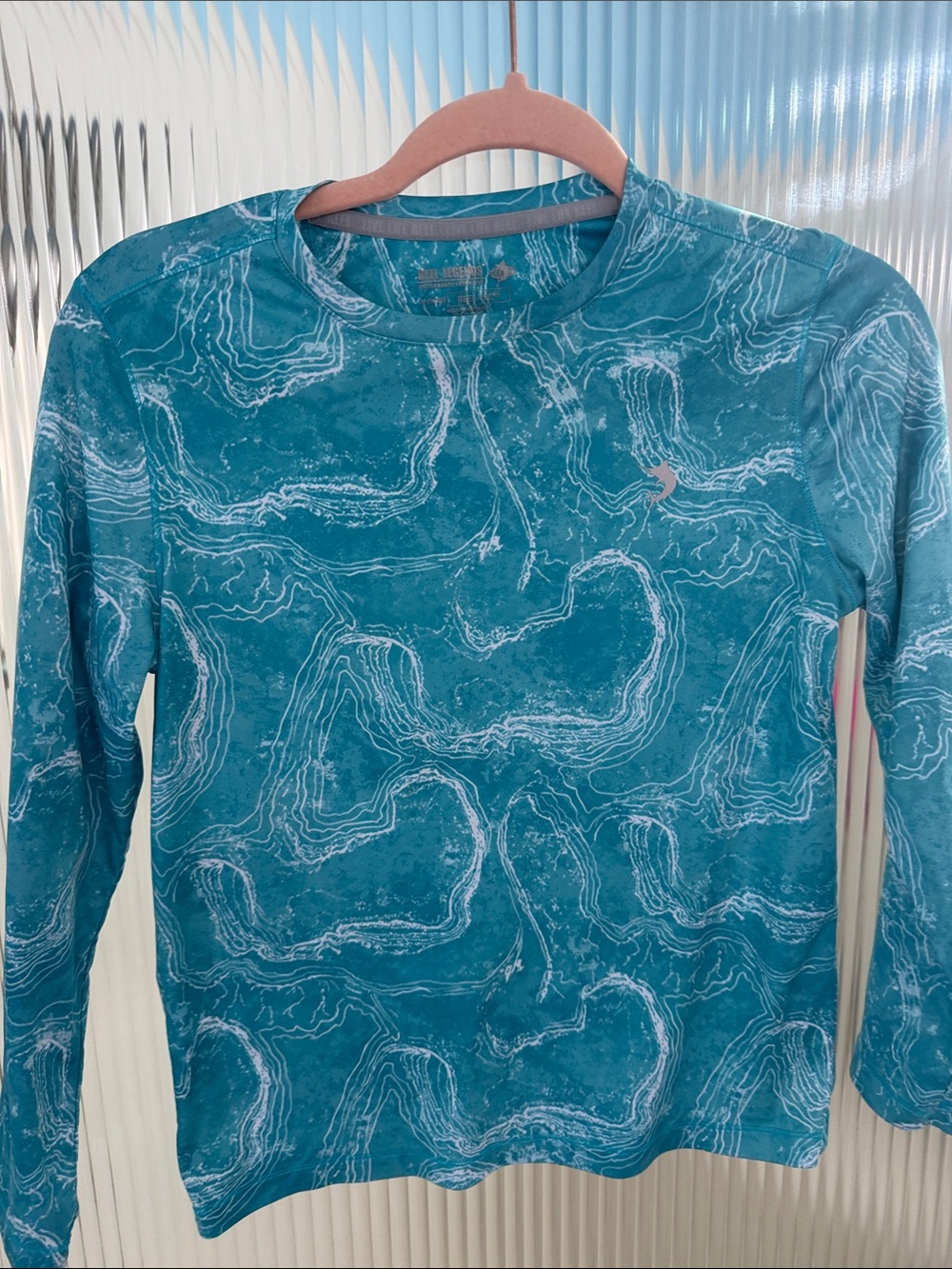 Reel Legends Kids Teal Blue Patterned Swim Rashguard